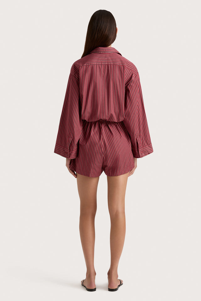 Freja Playsuit Wine Stripe