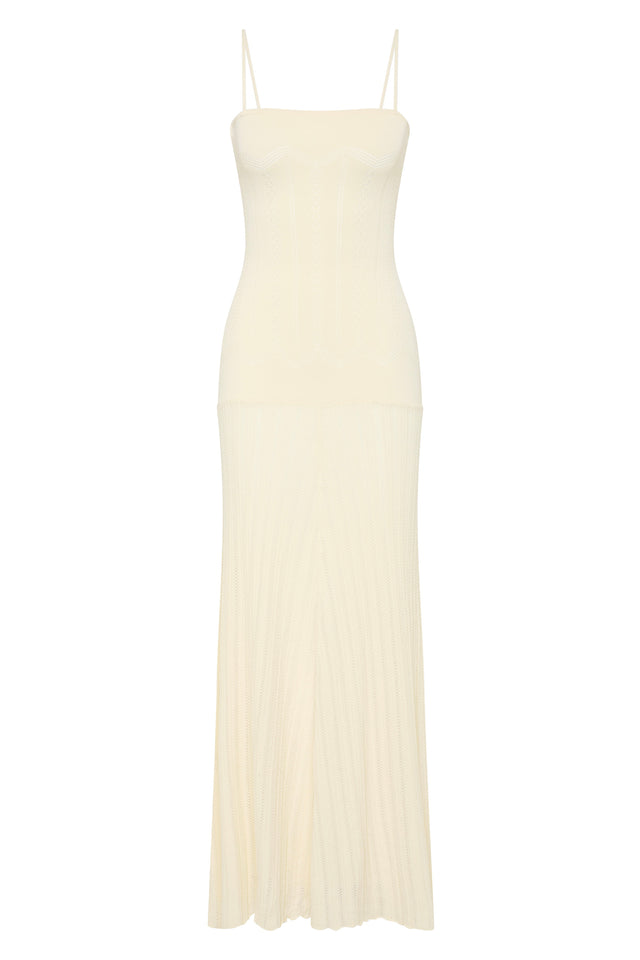 Irene Maxi Dress Maja Pointelle Vintage White - Faithfull the Brand INT Irene Maxi Dress Maja Pointelle Vintage White - Faithfull the Brand INT