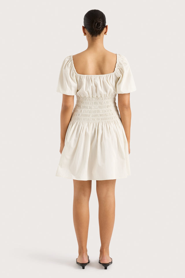 Aya Mini Dress Cream Pinstripe