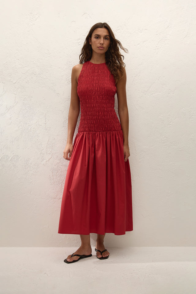 chilli red dress Halia Devor Cowl A-Line Mini Dress in Chilli Red