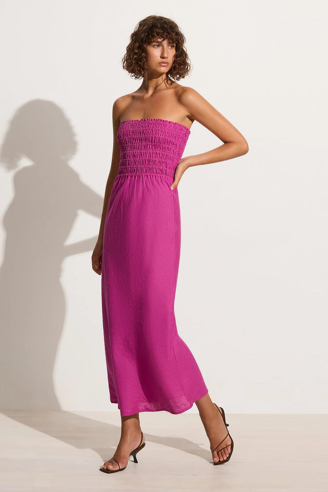 Do Dora Midi Dress Magenta - Faithfull the Brand Do Dora Midi Dress Magenta - Faithfull the Brand