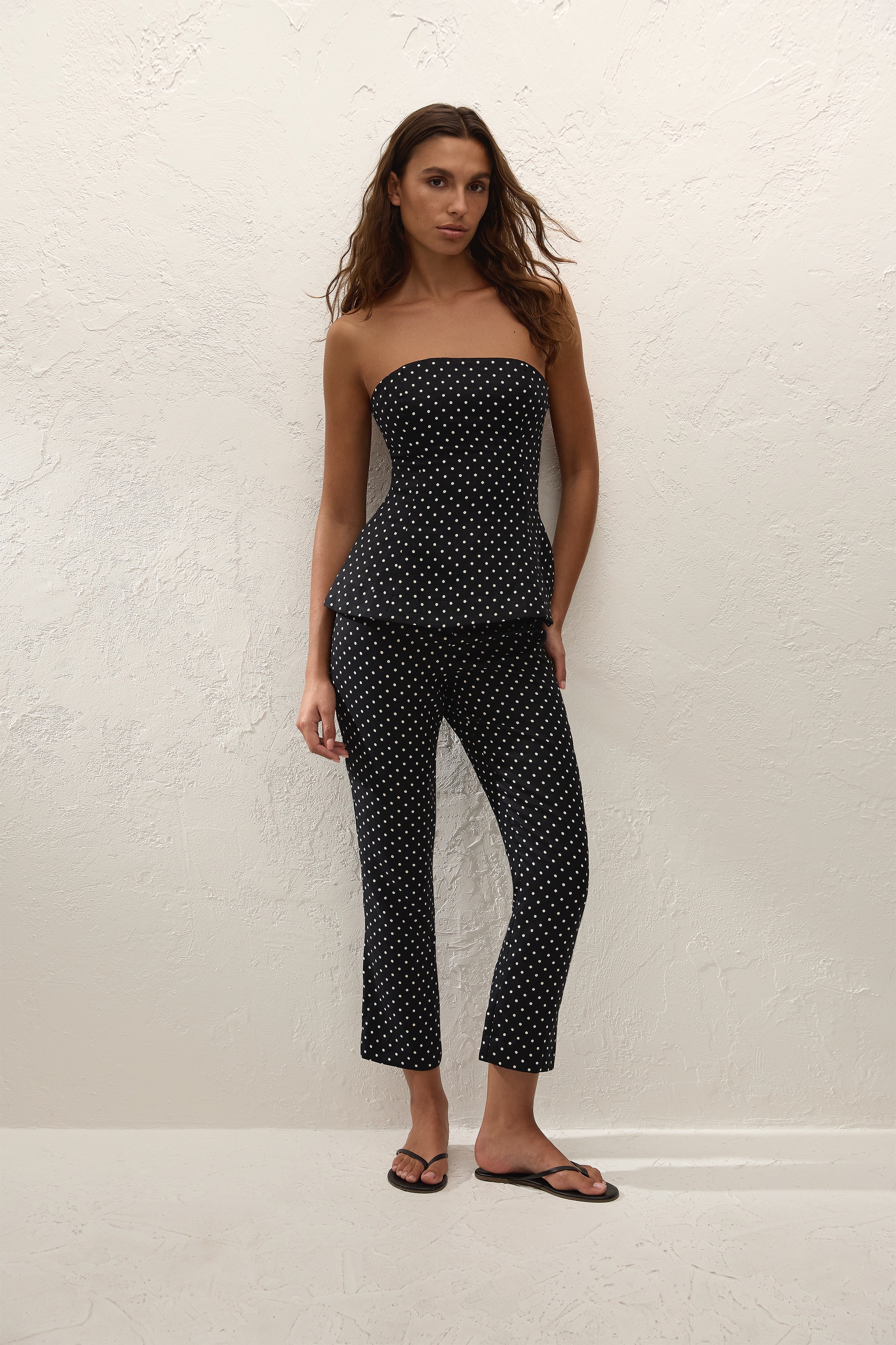 Iria Capri Pant Lola Polka Dot Black Cream - Faithfull the Brand INT
