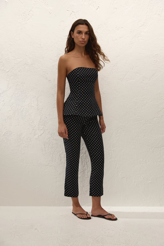 Iria Capri Pant Lola Polka Dot Black Cream