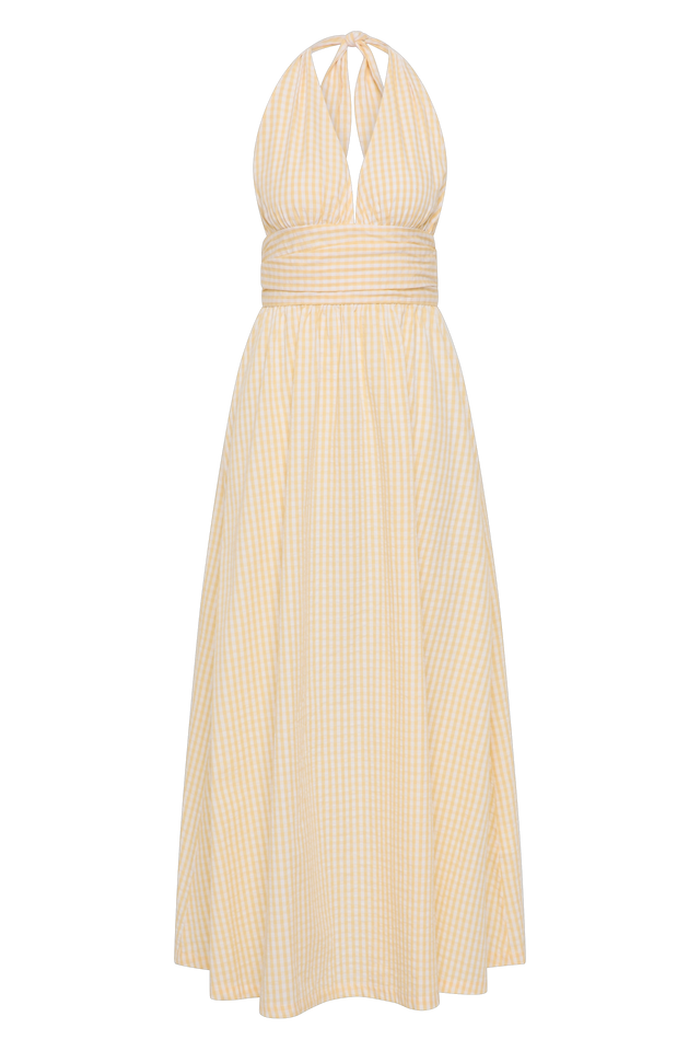 Lido Maxi Dress Butter Textured Gingham - Faithfull the Brand INT Lido Maxi Dress Butter Textured Gingham - Faithfull the Brand INT