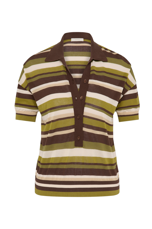 Sable Polo Shirt Espresso Pine Stripe