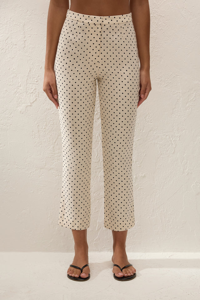 Iria Capri Pant Lola Polka Dot Cream Black