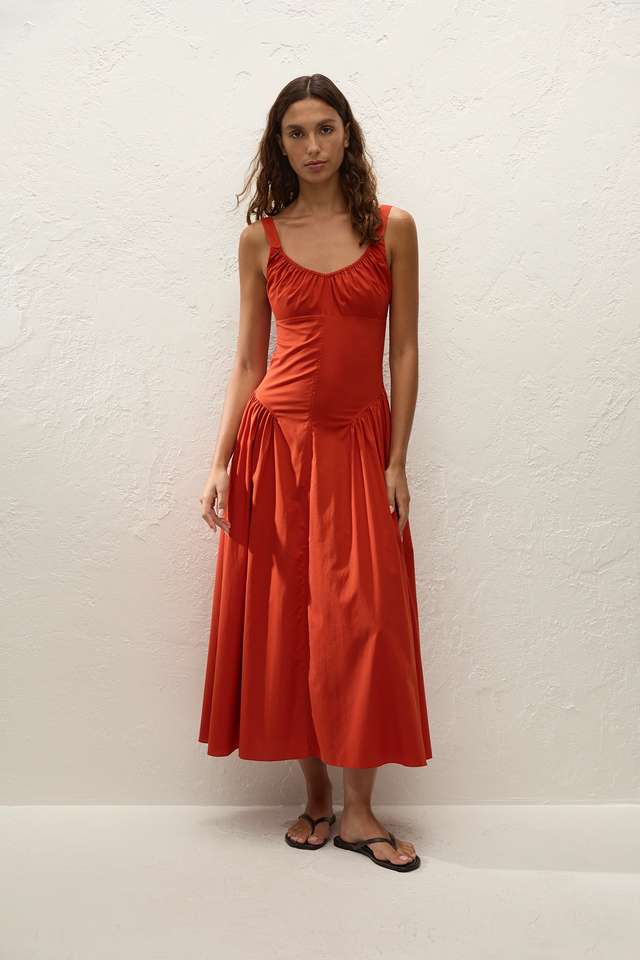 Olas Midi Dress Dusty Tomato