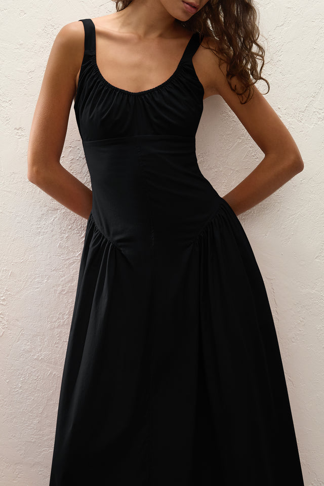 faithfull the brand black midi dress Faithfull The Brand Jamie Midi Dress
