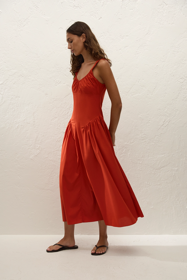 Olas Midi Dress Dusty Tomato