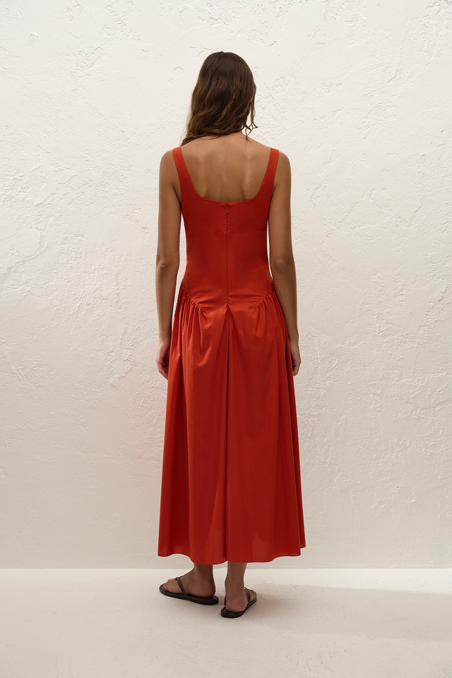 Olas Midi Dress Dusty Tomato