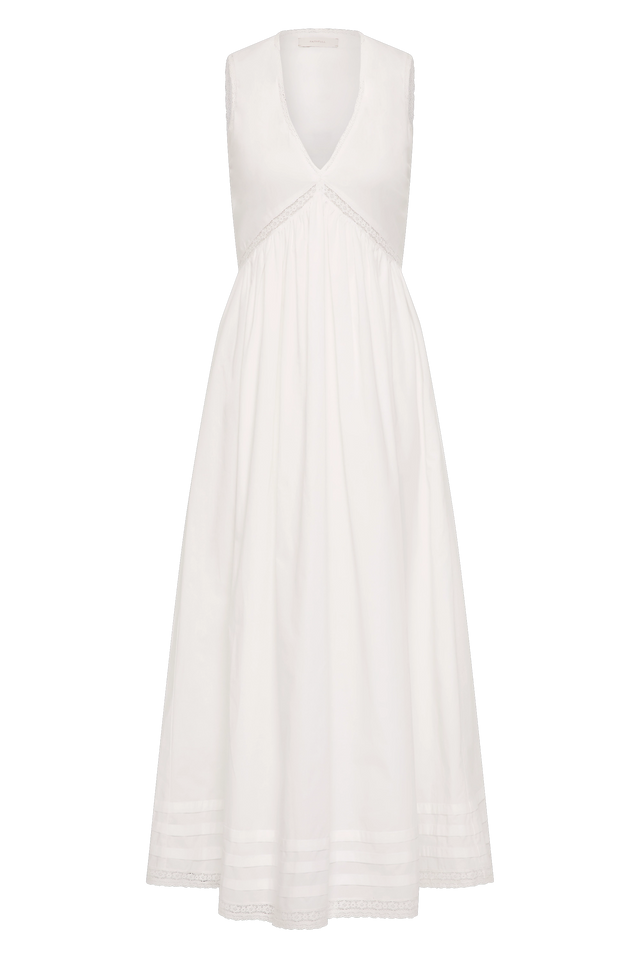 Fiora Midi Dress Fresco Lace White