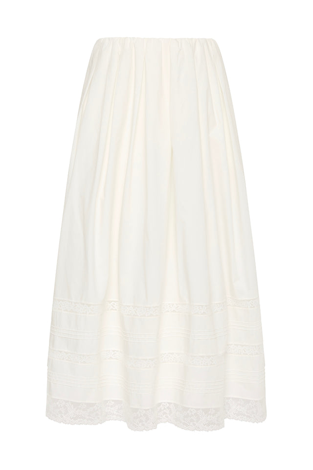 Lyon Midi Skirt Ixora Lace White