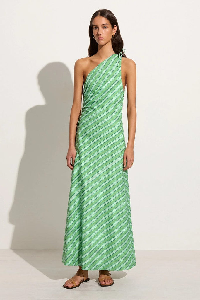 Drawstring-detail maxi dress - Light green/Patterned - Ladies
