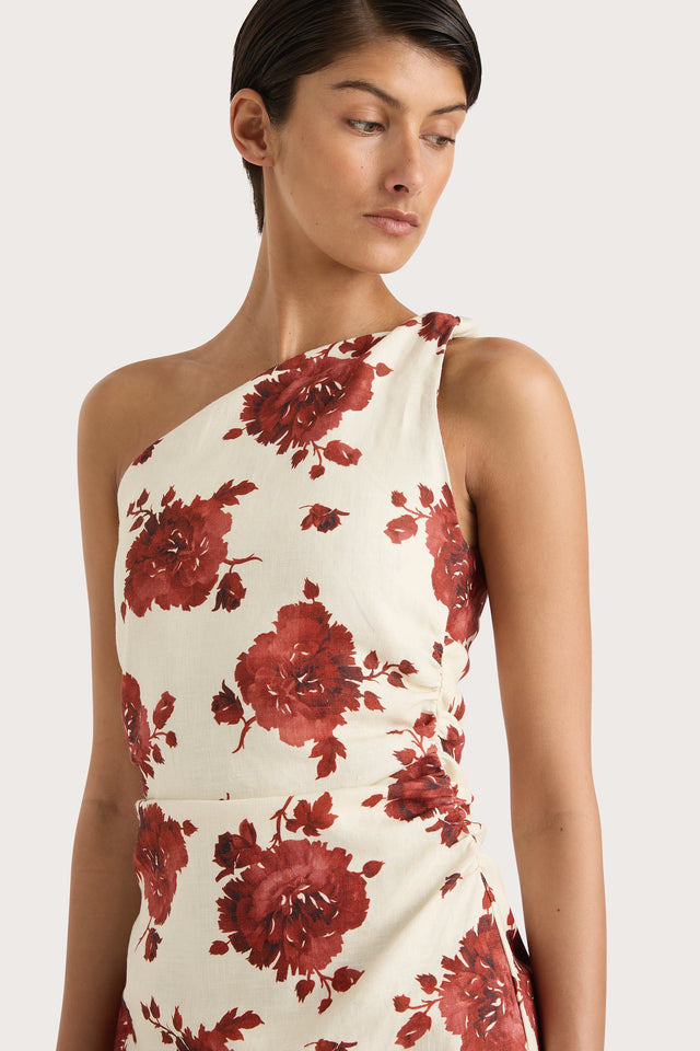 Marga Mini Dress Cecile Floral Garnet - Faithfull the Brand INT Marga Mini Dress Cecile Floral Garnet - Faithfull the Brand INT