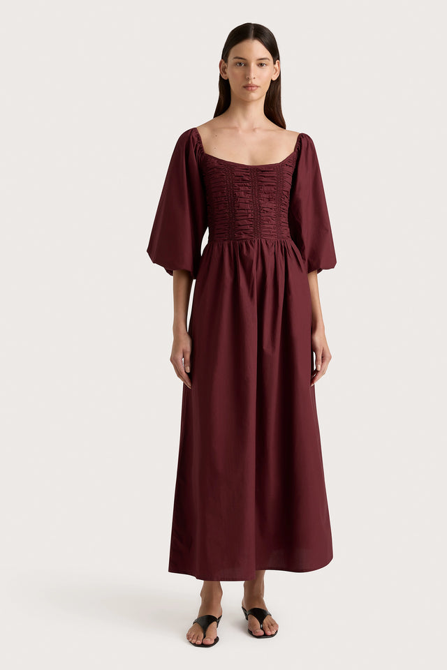 Alma Midi Dress Bordeaux - Final Sale