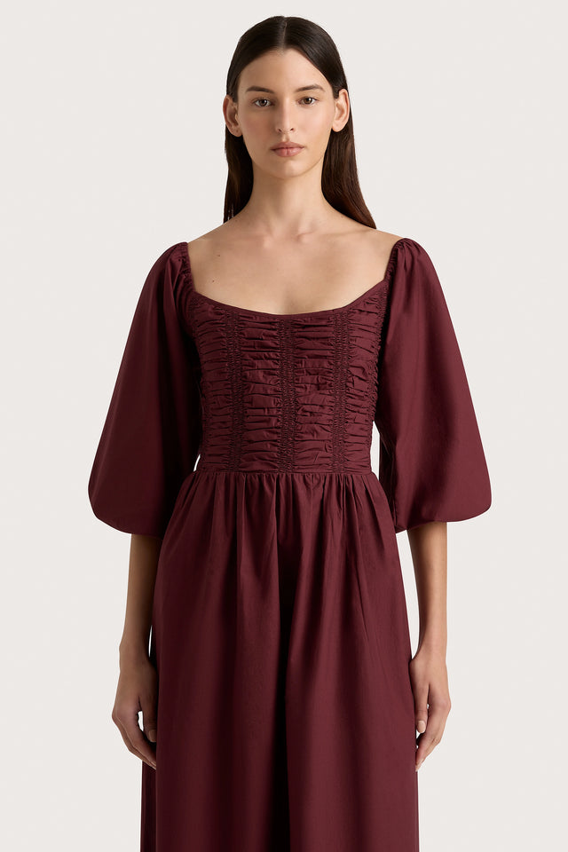 Alma Midi Dress Bordeaux - Final Sale