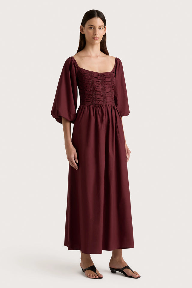 Alma Midi Dress Bordeaux