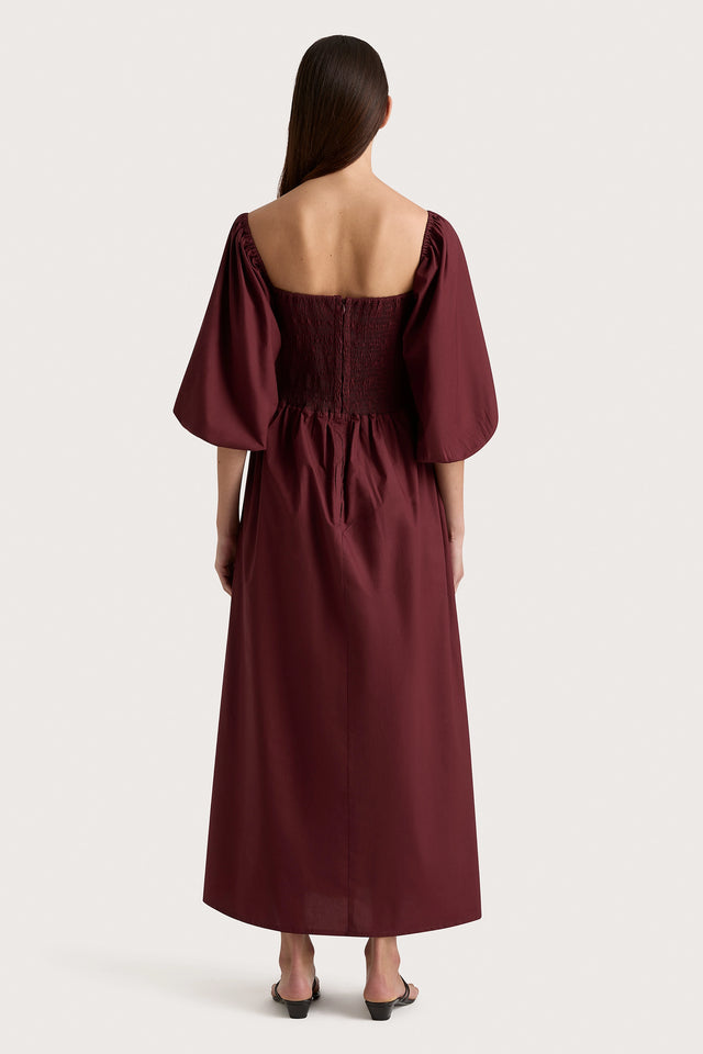 Alma Midi Dress Bordeaux