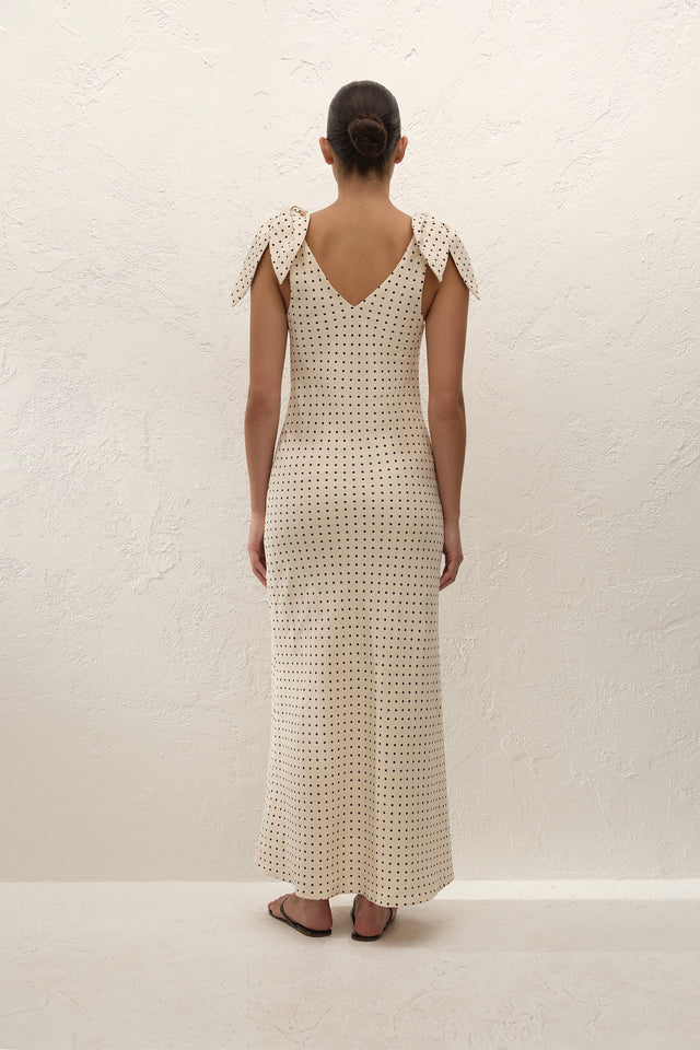 Solana Maxi Dress Lola Polka Dot Cream Black