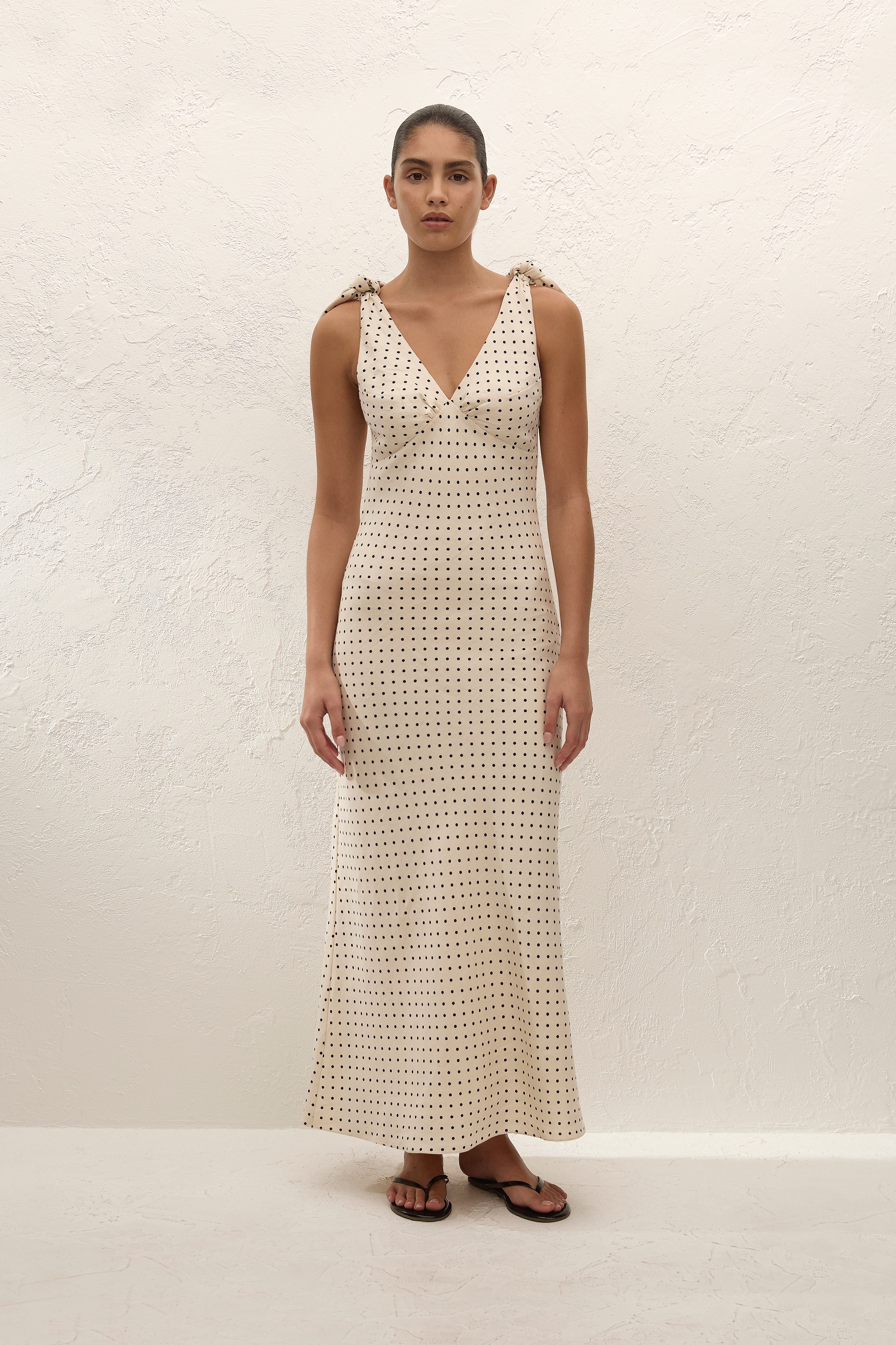 faithfull the brand polka dot midi dress Faithfull | Luisa Midi Dress Cioccolato DOT | Women's Midi Dress