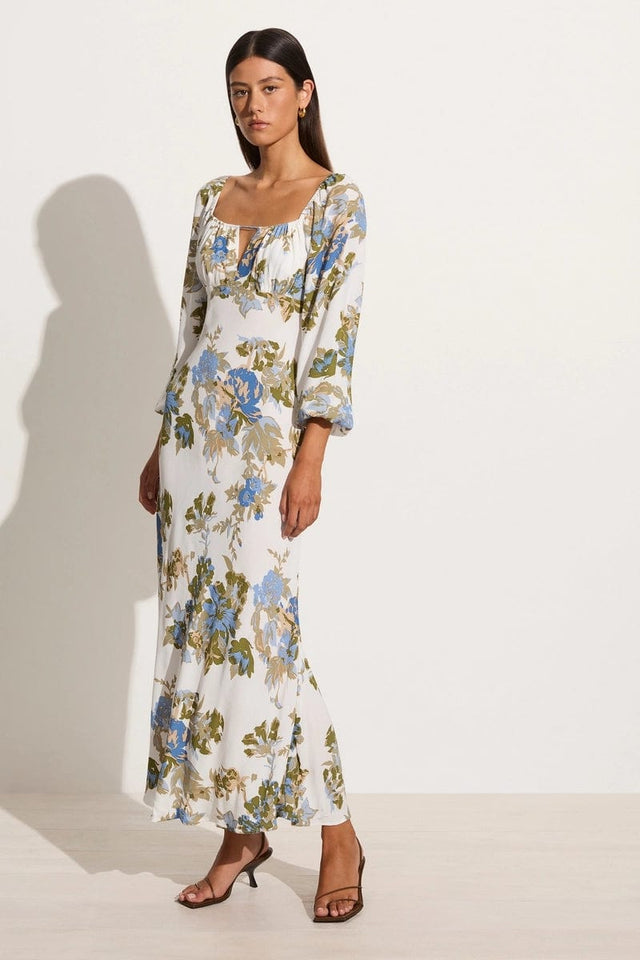 Benedita Midi Dress Escala Floral Ivory