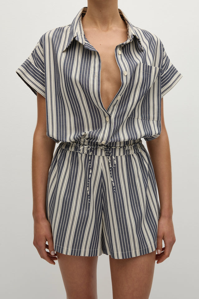 Cyrene Playsuit Antique Navy Stripe