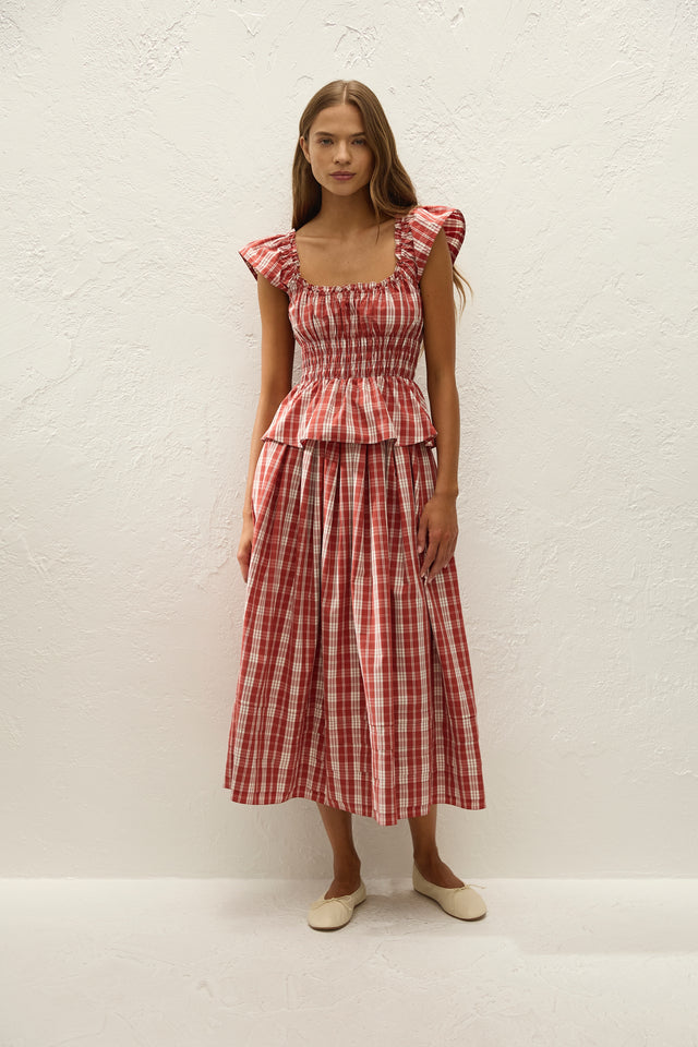 Janne Top Ines Check Terra Rosso