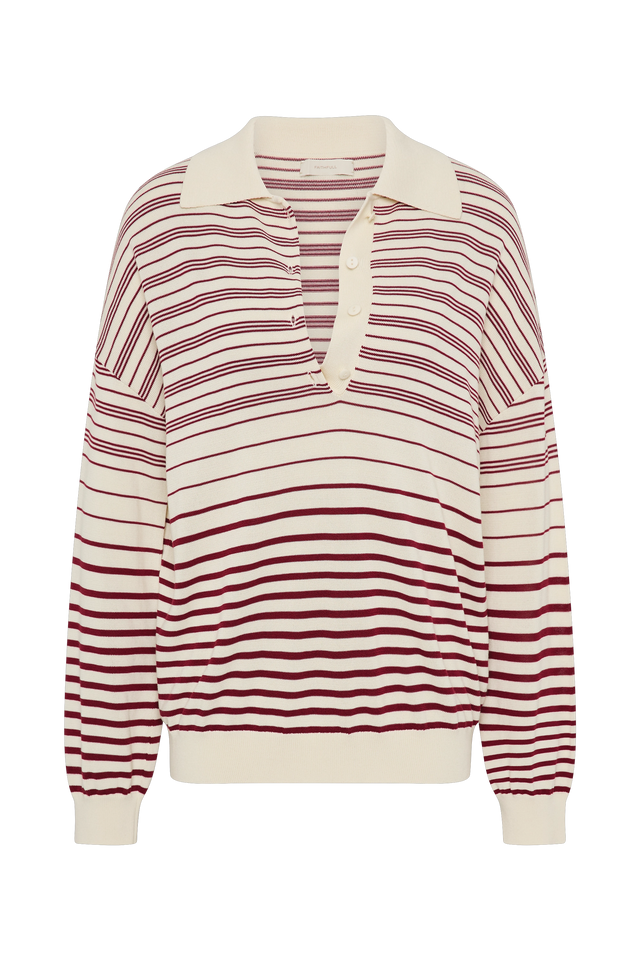 Harlow Polo Scandi Stripe Red Cream