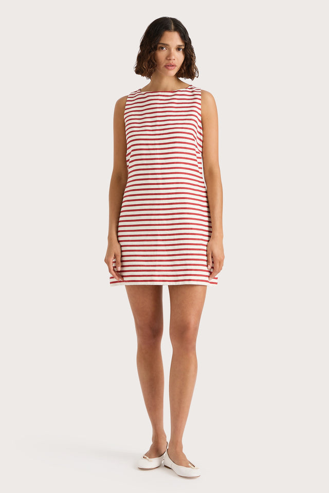 Kelly Mini Dress Breton Stripe Red