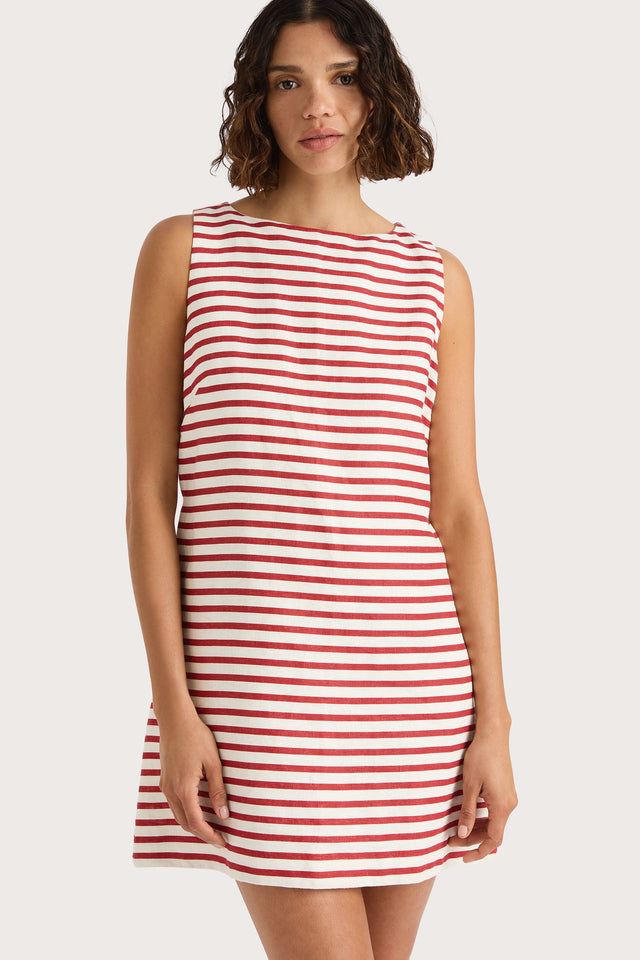 Kelly Mini Dress Breton Stripe Red