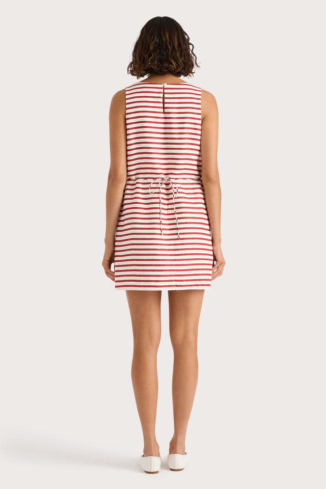 Kelly Mini Dress Breton Stripe Red