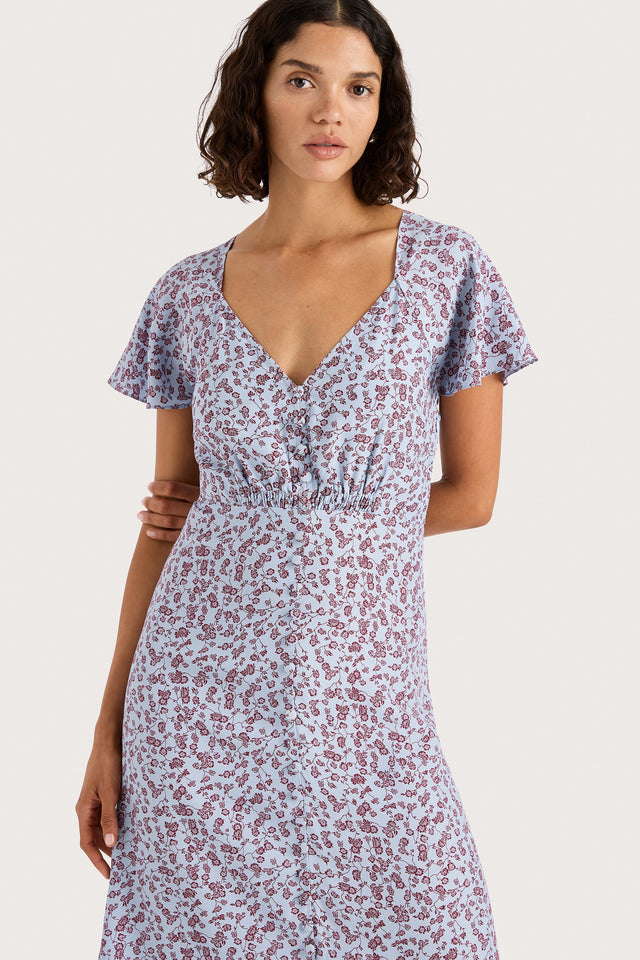 Aurelia Midi Dress Amaryllis Floral Blue - Final Sale Faithfull the Brand Aurelia Midi Dress Amaryllis Floral Blue - Final Sale Faithfull the Brand