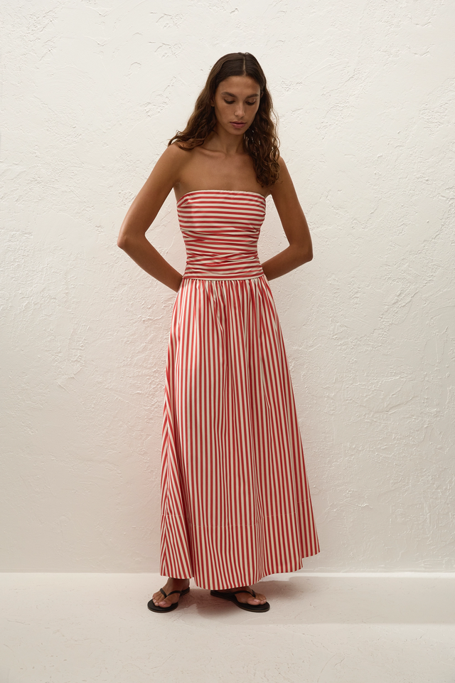 Vera Maxi Dress Orozco Stripe Dusty Tomato