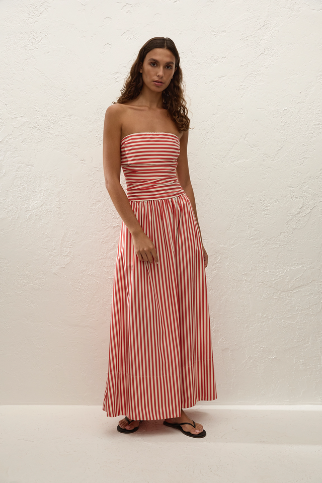 Vera Maxi Dress Orozco Stripe Dusty Tomato