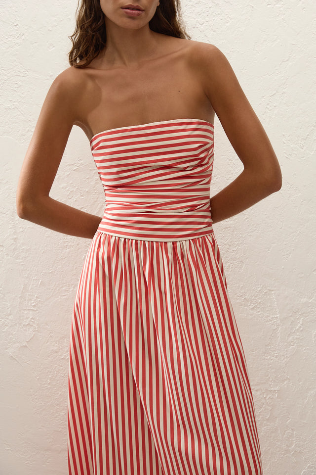 faithfull striped linen dress Faithfull the Brand Marie Striped Linen Halterneck Midi Dress in White