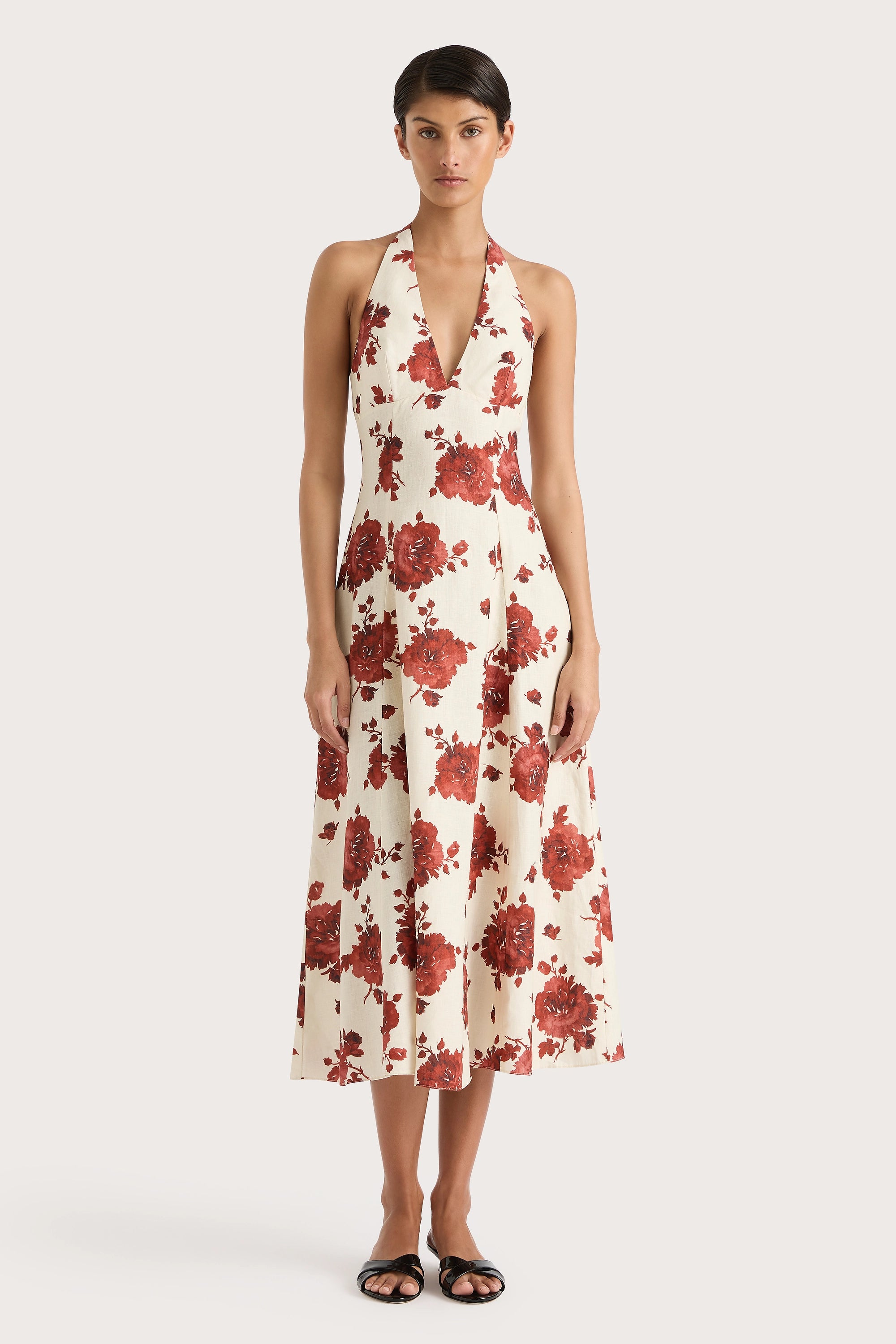 faithfull the brand red floral dress Jardin Midi Dress Leilani Red