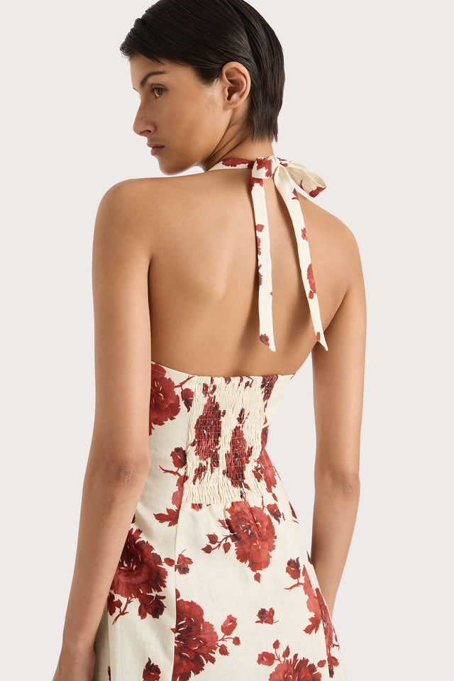 Marais Midi Dress Cecile Floral Garnet