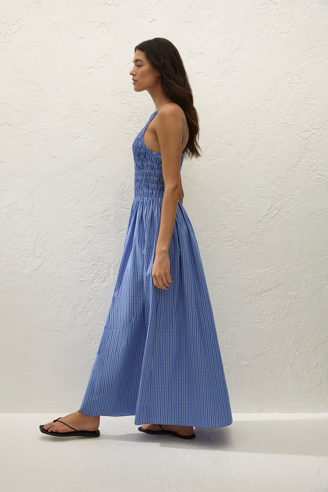 faithfull laia shirred gingham cotton maxi dress Laia Maxi Dress Sotto