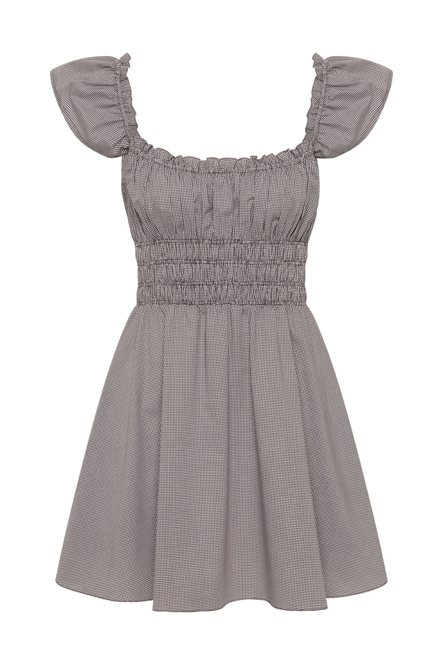 Janne Mini Dress Hanne Gingham Espresso