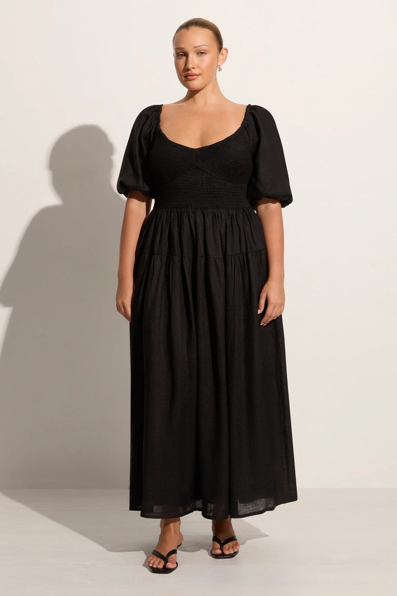 Buy Faithfull The Brand Black Morissa Mini Dress in Linen for Women in UAE