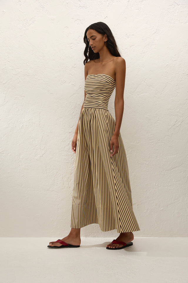 Vera Maxi Dress Carmen Stripe Sand Cedar