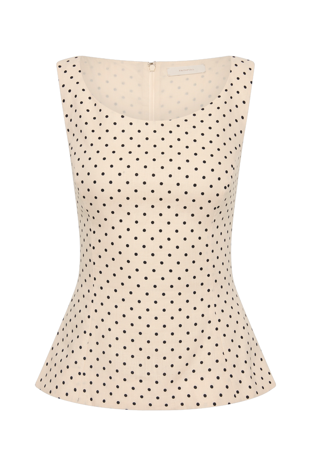Iria Top Lola Polka Dot Cream Black