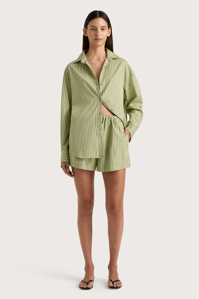 Freja Shorts Green Stripe