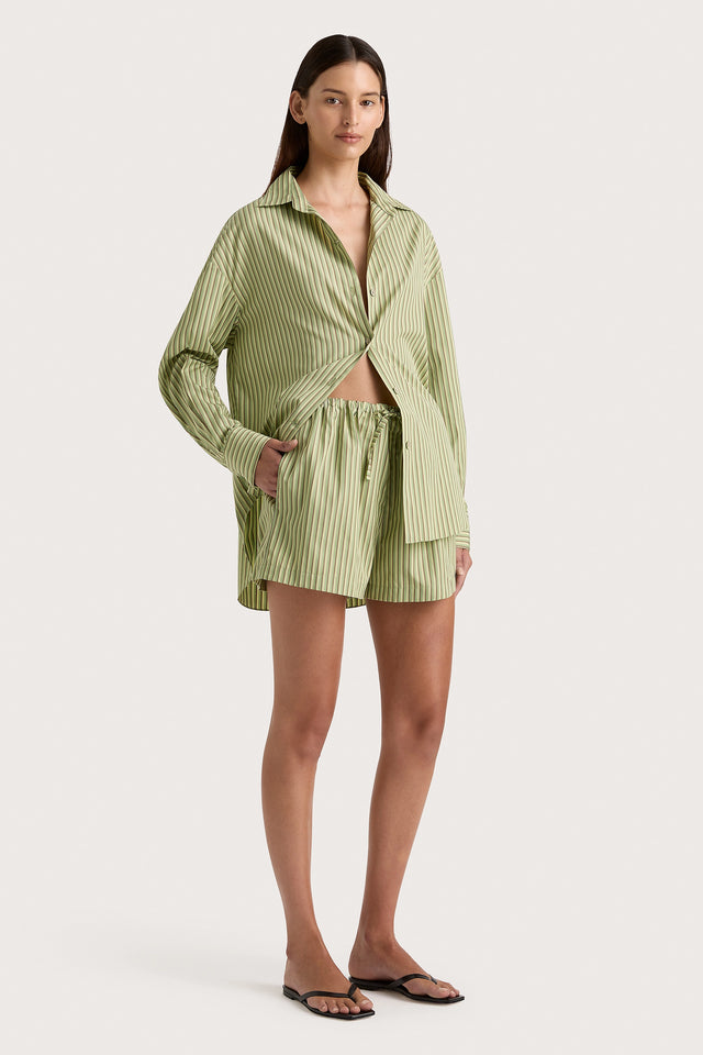 Freja Shorts Green Stripe