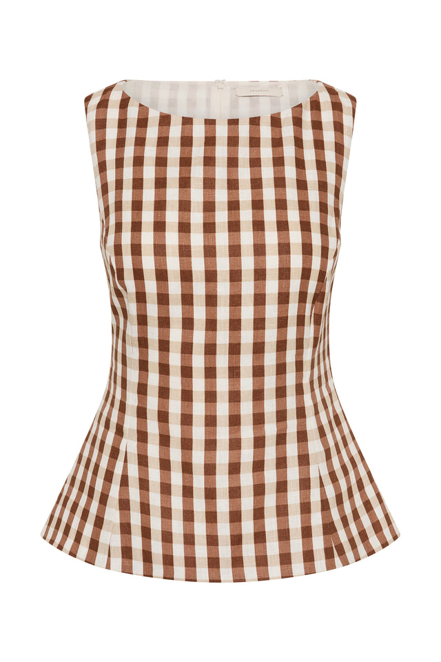 Ana Top Gingham Cedar