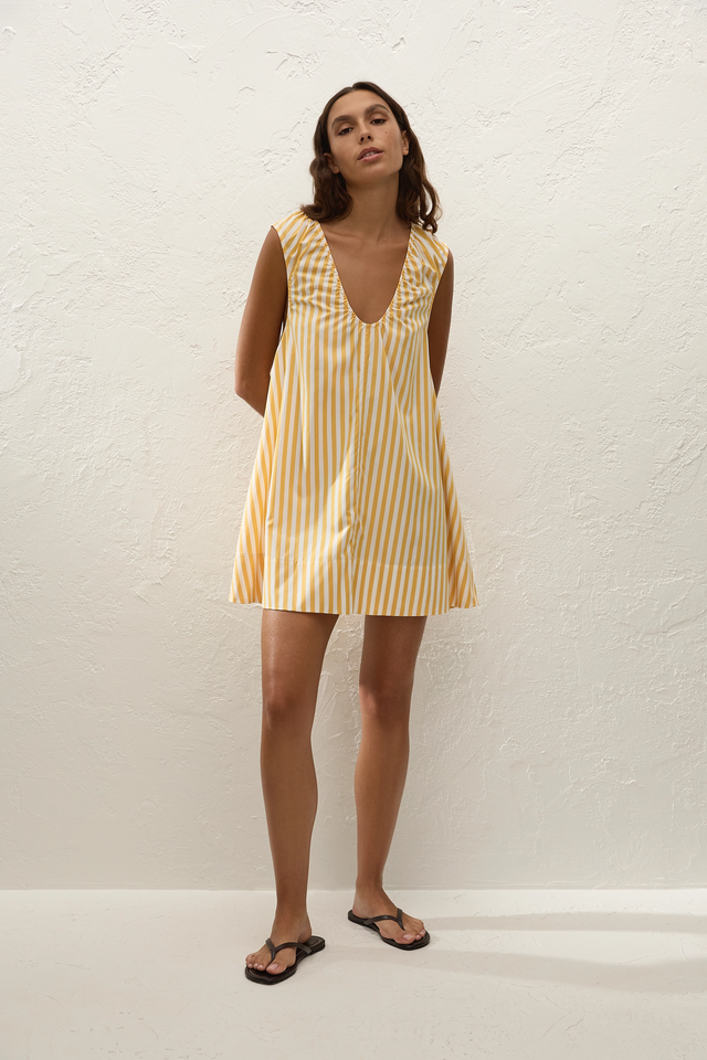 striped yellow dress Pedrera Mini Dress Orozco Stripe Mustard