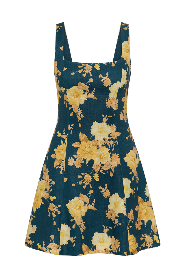 navy blue and yellow floral dress Stunning Floral Print Maxi Dress - Blue and Yellow Maxi Dress - Floral Print Dress