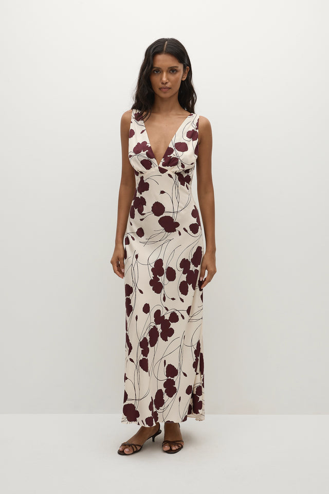 Signe Maxi Dress Dandelion Floral Bordeaux