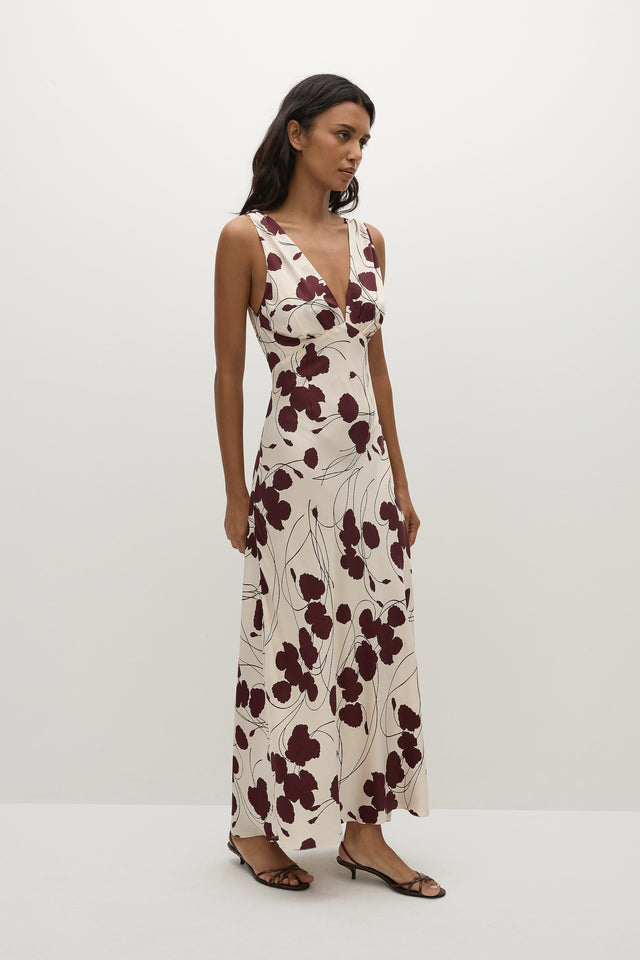 Signe Maxi Dress Dandelion Floral Bordeaux
