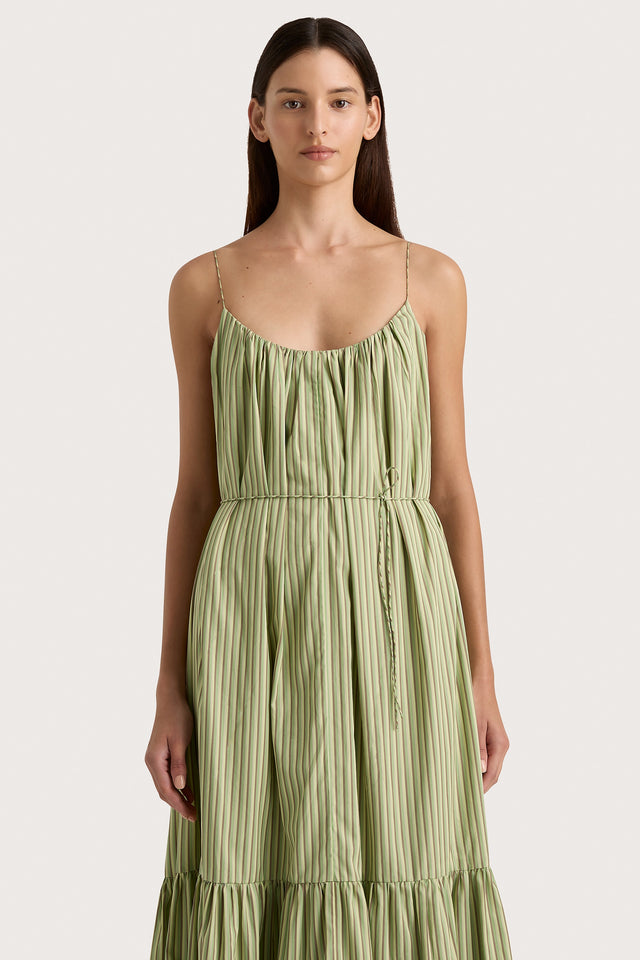 Elodie Maxi Dress Green Stripe - Final Sale